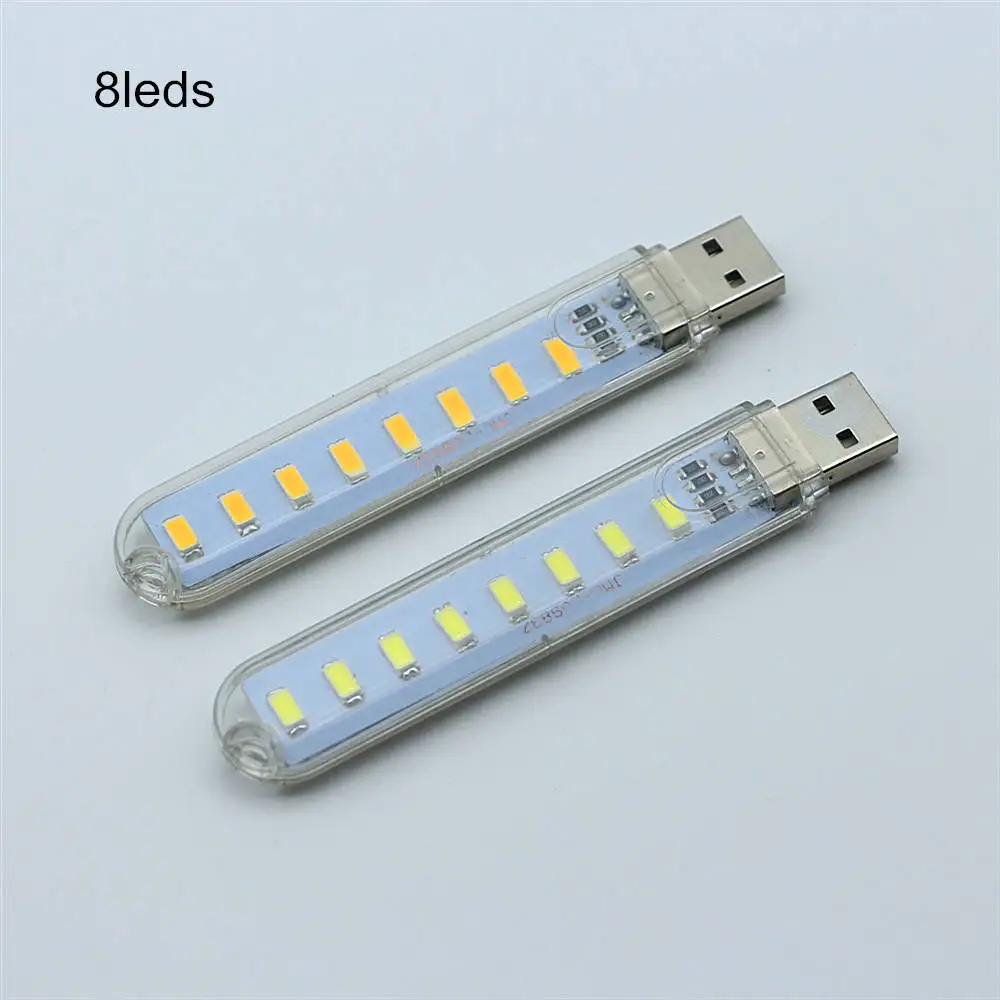 Mini 5V USB LED Book Night Light 8LEDs 4W Camping Lamp Reading Bulb For Laptop PC Computer Notebook Mobile Power Bank Charger