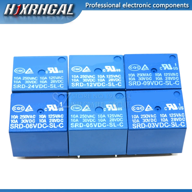 5PCS Relay SRD-03 05 09 06 24 12VDC-SL-C 5PINS 3V 5V 9V 6V 24V 12V new and original hjxrhgal