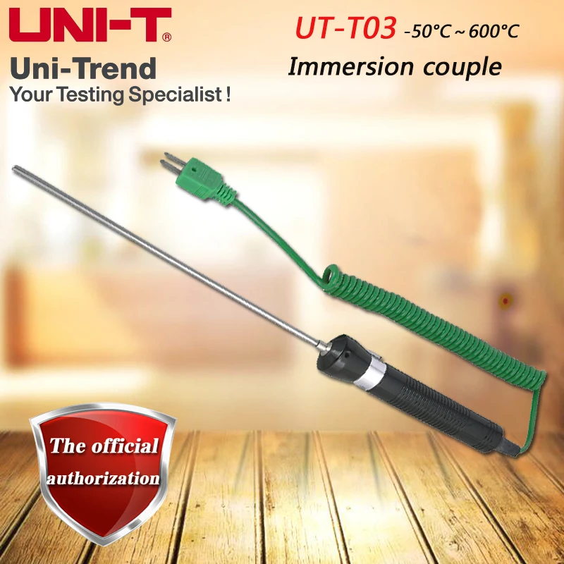 UNI-T UT-T03 Immersion Thermocouple Range -50 to 600C for liquid and gel temperature measurement