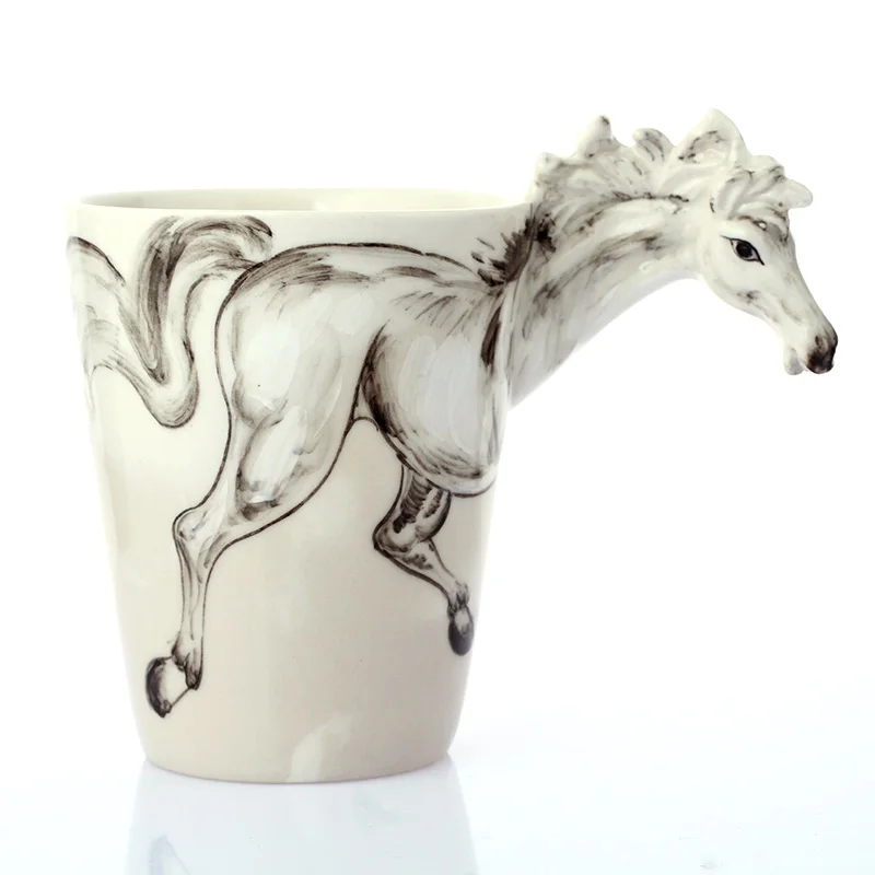 Chinese Kung Fu Tea, Mug, Couples Cup. First 3D Stereoscopic Animal Cup Ceramic Painted Horse Models, Free Shipping