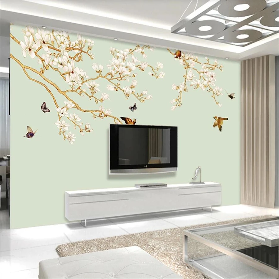 

beibehang Custom wallpaper 3d photo murals hand-painted magnolia bird retro Chinese background wall papers home decor wallpaper