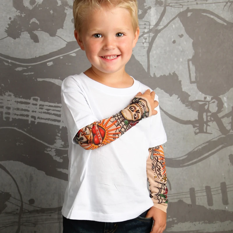 Tattoo Sleeves Kids Summer Arm Sun Protection Sleeve Boys Girls Hip Hop Sport Sleeves Arms