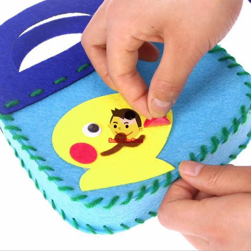 Non-Woven Fabric DIY Handbag Children Craft Toy Mini Bag Non-woven Cloth Colorful Handmade Bag Cartoon Animal Children Handbags