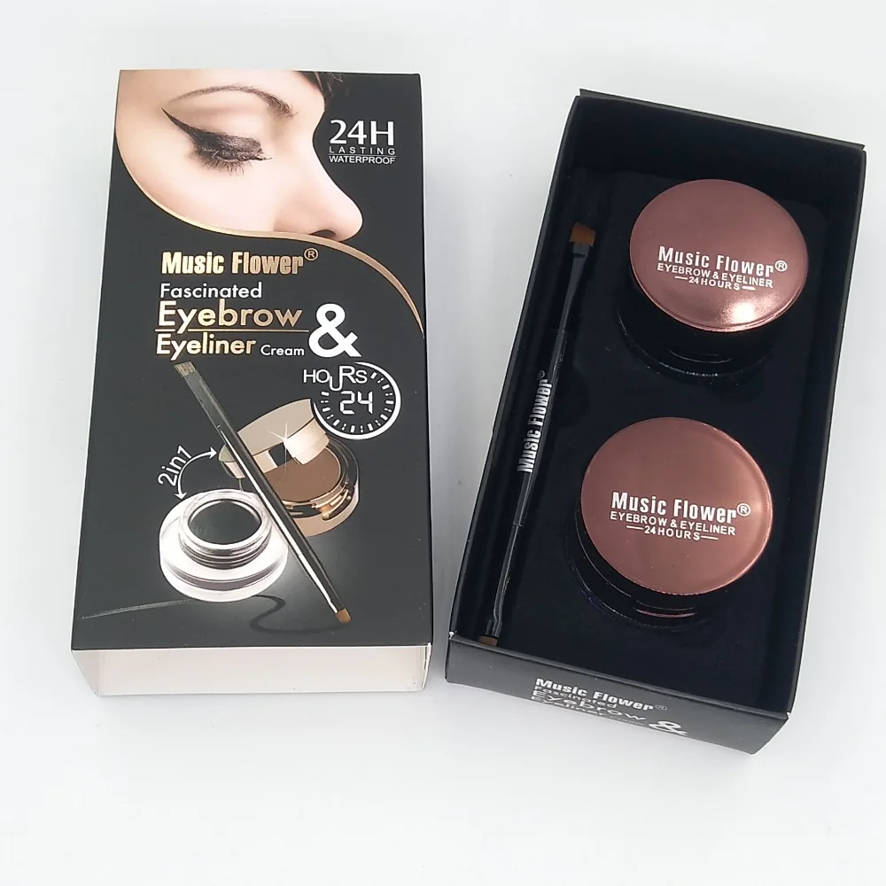 Brand Music Flower Makeup 4 in 1 Eyebrow Powder Brow Pomade Liquid Eyeliner Gel Cream with Brush Eye Brow Sourcils Maquillage