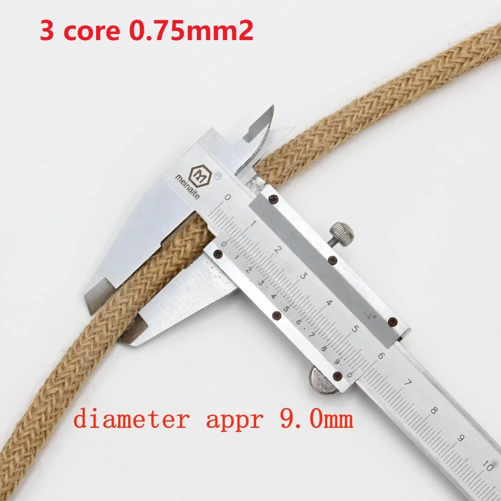 250V 2 Core 3 Core Vintage Hemp Rope Braided  Cord Flex Cable Electrical Wire For DIY Pendant Light