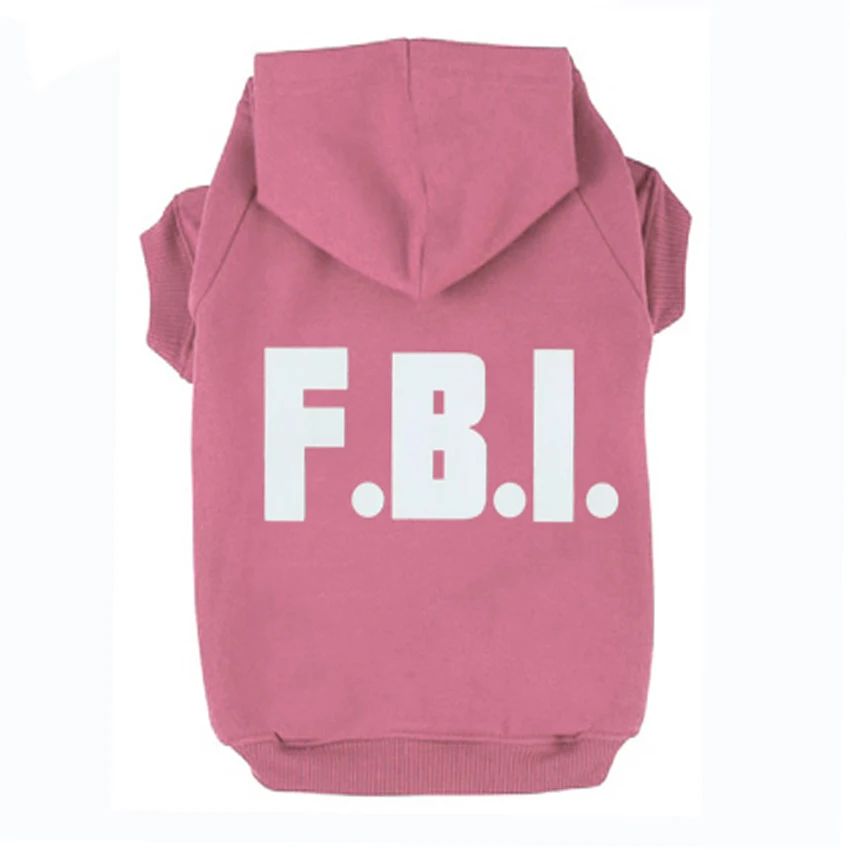 FBI Printed Pet Puppy Dog Clothes Hoodies Jumpers Tracksuits for Chihuahua Teacup Care and Large Dogs