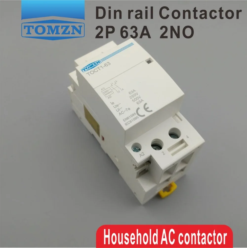 TOCT1 2P 63A 220V/230V 50/60HZ Din rail Household ac Modular contactor  2NO 2NC or 1NO 1NC