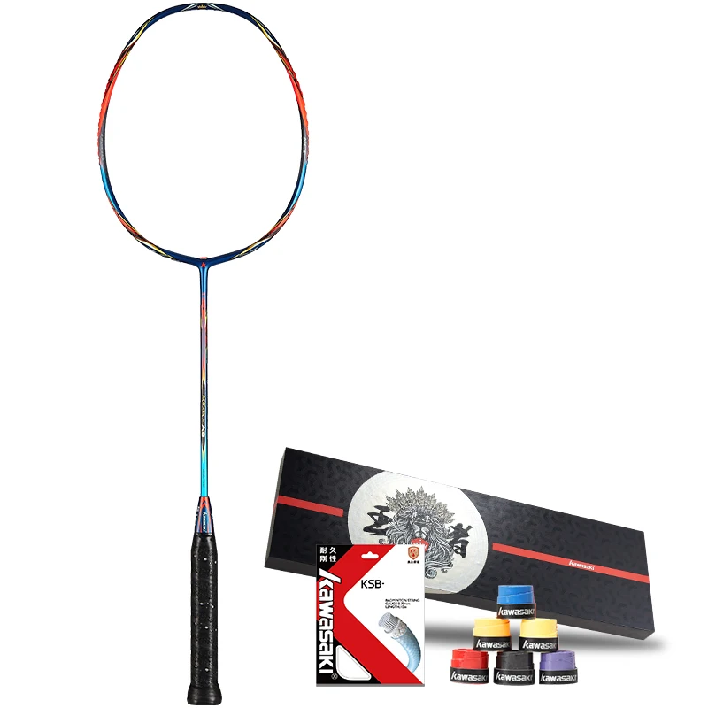 Kawasaki Original Badminton Racket King K9 All-around Type T Join Power Carbon Fiber Racquets For Intermediate Players