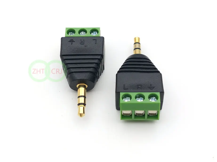 

100pcs Gold plated 3.5mm 1/8" Stereo Male Plug To AV Screw Video AV Balun Terminal ADAPTER