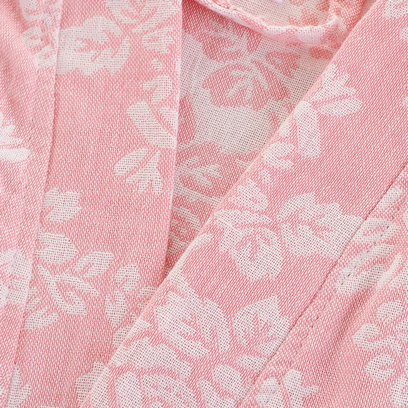 100% Cotton Bath Robe Dressing Gown Women Solid Double deck Gauze Sleepwear Lounge Bathrobe Peignoir Nightgowns Lovers Robes image 5