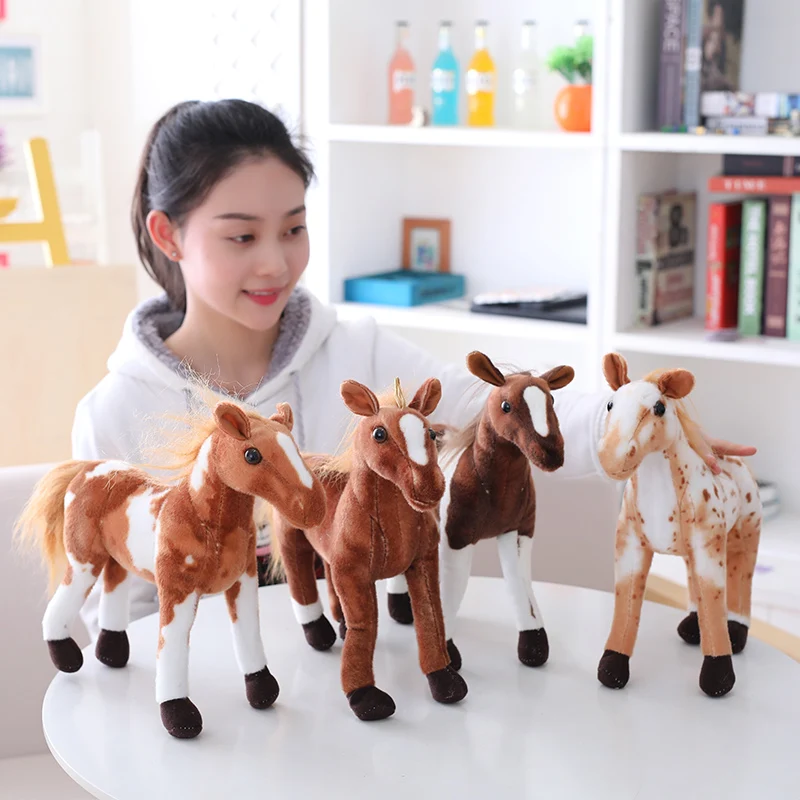 30-85cm 4 Styles Simulation Horse Plush Toy Stuffed Lifelike Animal Doll Baby Kids Gift Home Shop Decor Triver High Quality Toy