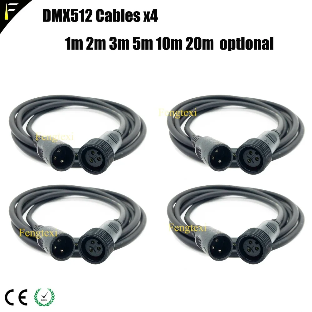 

4xLOT Outdoor DMX Extension Cable IP65 Stage Par Light Waterproof Power Supply Extension Cables & EU US UK Plug Main Power Cable