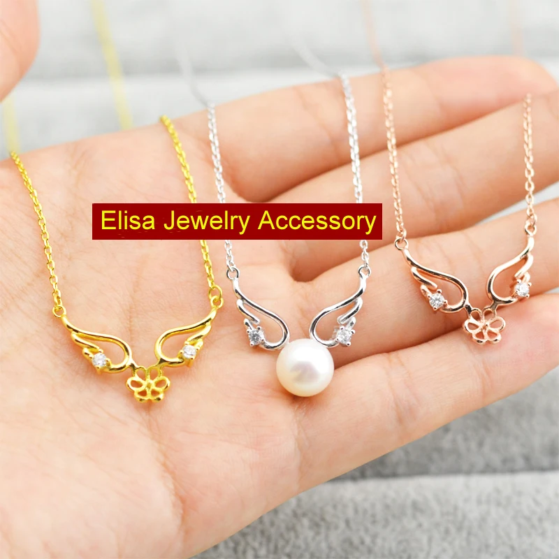 

Angel Wings Pendant Chain Accessory S925 Sterling Silver Pendant Necklace Components Silver/Gold/Rose Gold Color 3Pieces/Lot