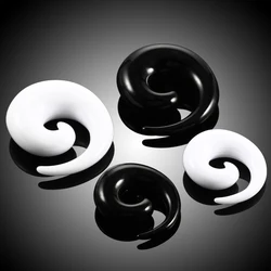 2Pcs Acrylic Black&White Spiral Ear Taper Gauges Stretching 1.6mm-20mm Ear Plug Tunnel Ear Expander Piercing For Unisex Jewelry