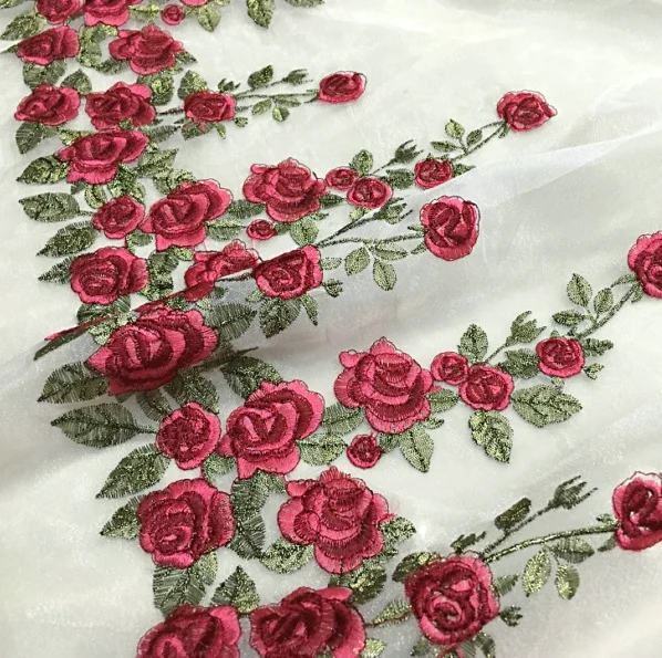 African Lace Fabric,Lace Fabric,Floral Organza Fabric,Rose Embroidered Fabric dress DIY clothing accessories