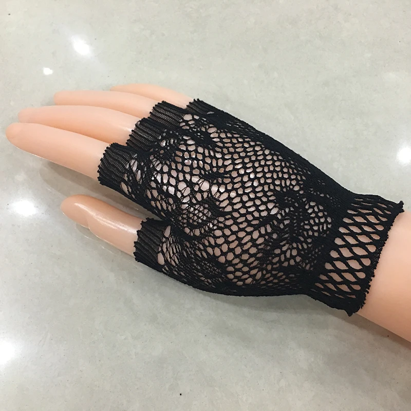 2016 7 Colors New Design Fashion Short Mesh Punk Sexy Night Club Fingerless Gloves for Women Drop Shipping Retails 610