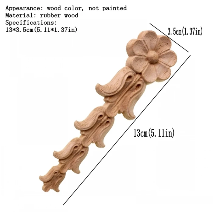 RUNBAZEF Solid Wood Applique Woodcarving European-style Carved Vertical Long Flower Tablet Home Decoration Accessories Ornaments