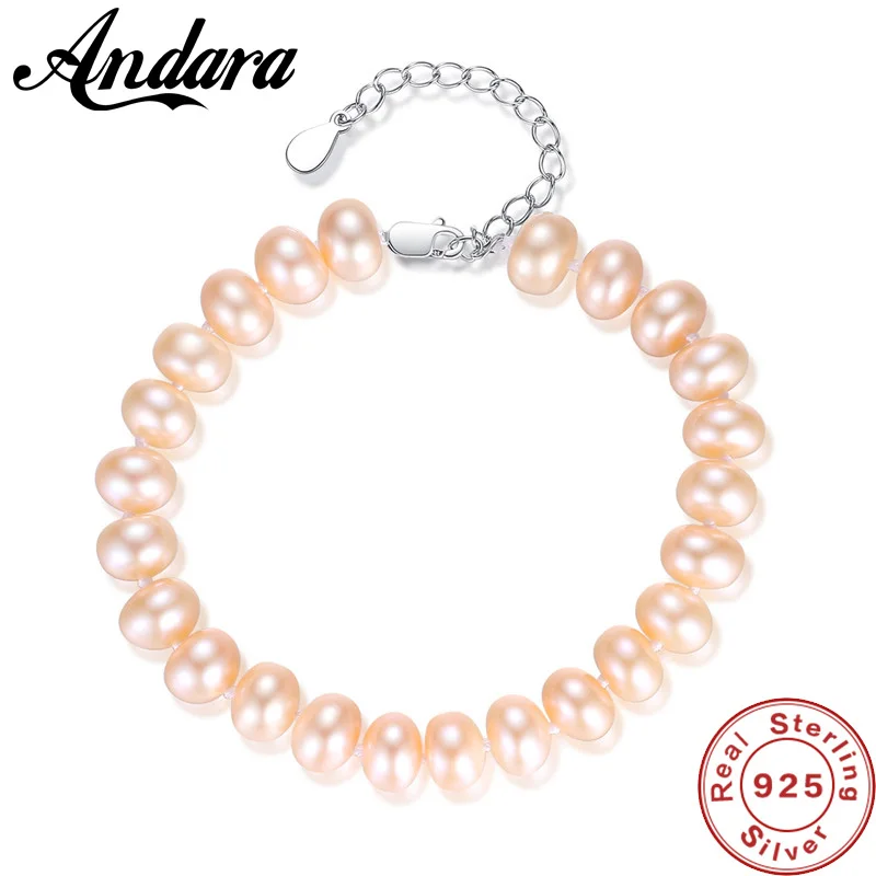 

Luxury Fashion Real Natural Freshwater Pearl Bracelet 925 Sterling Silver Jewelry 6-7mm Pearls Beaded Bracelets for Women