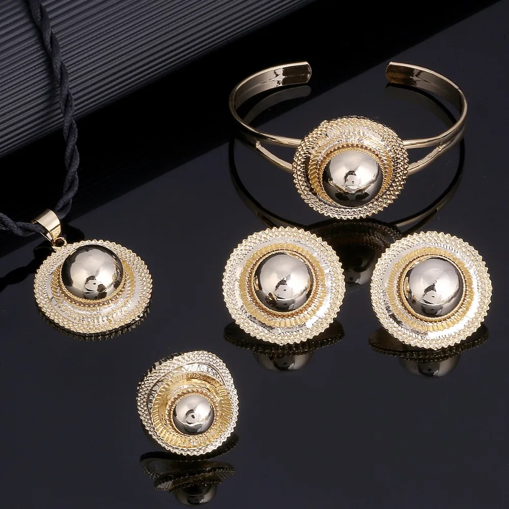 Gold Color Ethiopian Wedding Jewelry Sets Ethnic Habesha Traditional Festival Africa Women\'s Jewelry