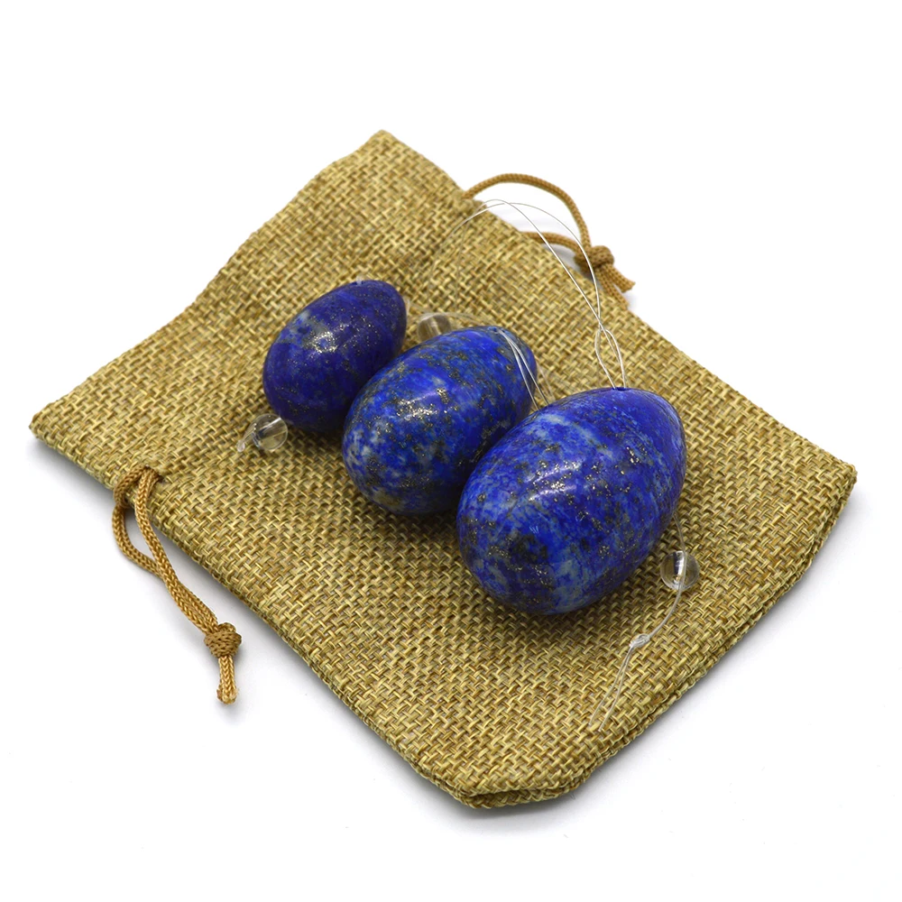 One Set Lapis Lazuli Yoni Egg Natural Drilled Jade Eggs Pelvic Muscle Kegel Exercise Massager