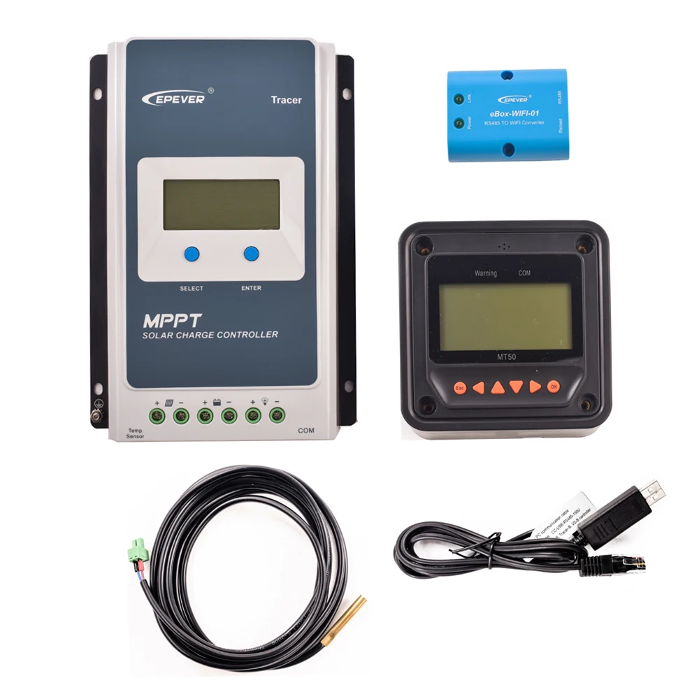 EPever MPPT 20A 2210AN Solar Charge Controller Black-Light LCD Solar Regulator for 12V 24V Lead Acid Lithium-ion Battery