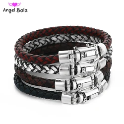 2019 Fashion Leather Chain Genuine Leather Bracelet Men Vintage Male Braid Jewelry for Women Man Buddha Bracelet