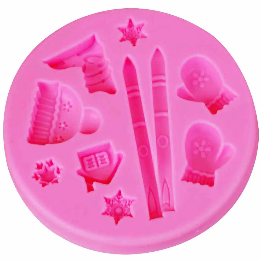 Epoxy UV Resin Silicone Mold Snowflake House Glove Broom Snow Boots/MufflerFondant Sugar Craft Cake Tool M919