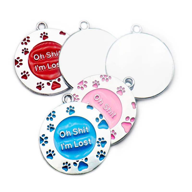 Imagem -03 - Merda Estou Perdida Nome Collar Filhote de Cachorro do Gato do Animal de Estimação id Tag Cão Personalizado Tags Pingente de Acessórios para Animais de Estimação Atacado 100 Pcs oh