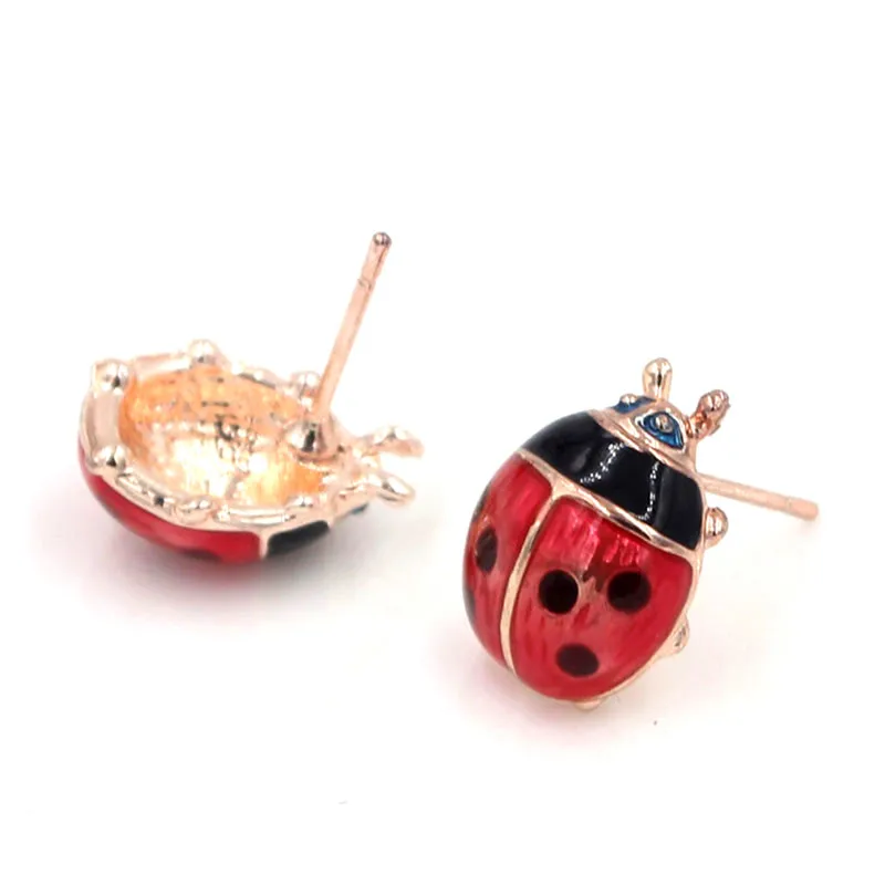 Hot selling Insert Earrings Exquisite Paint Stud Earrings Red Oil Ladybug Ear Studs