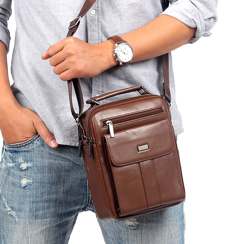 2023 New style 100% genuine leather shoulder bag men messenger bag Multifunction leisure bag