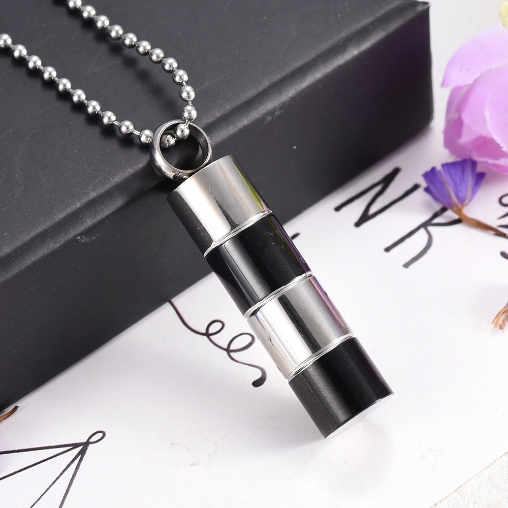 

IJD2007 Cylinder Cremation Jewelry for Ashes Pendant Stainless Steel Keepsake Memorial Urn Necklace