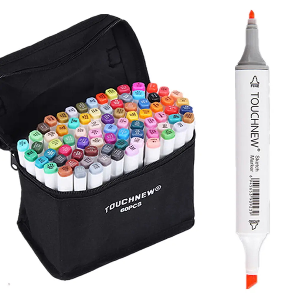 60 Color Set TOUCHNEW 6 Sketch Children Painting Highlighter Underlining Alcohol Based Marker Pens