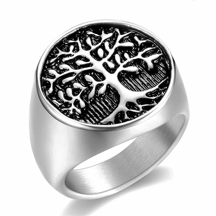 new Silver color Ring For Man Tree Of Life Stainless Steel Male Alliance Casual Jewelry US Size 7# -15#