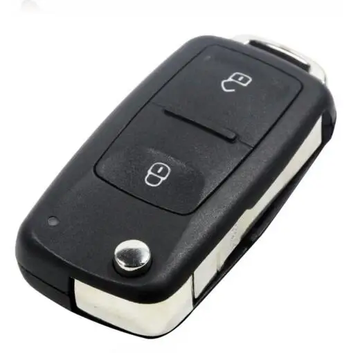 New! 2 Buttons Flip Remote Folding Key Shell for VW Polo Golf Uncut Blade Car Key Case  202AD