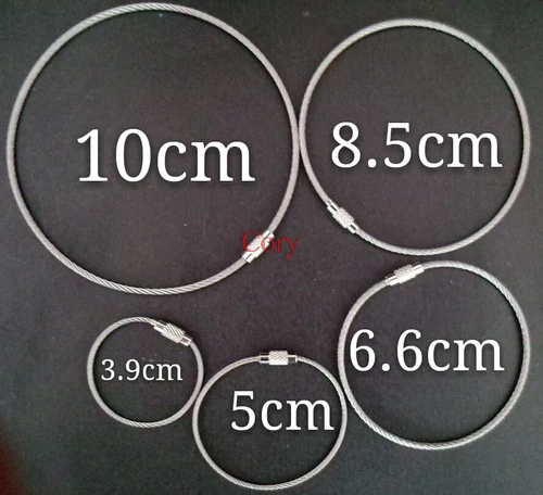 Imagen 1 del producto Anillo de cuerda de alambre de acero inoxidable, etiqueta de llavero, bucle de cable de alambre, gadget de bloqueo de tornillo al aire libre, llavero circular