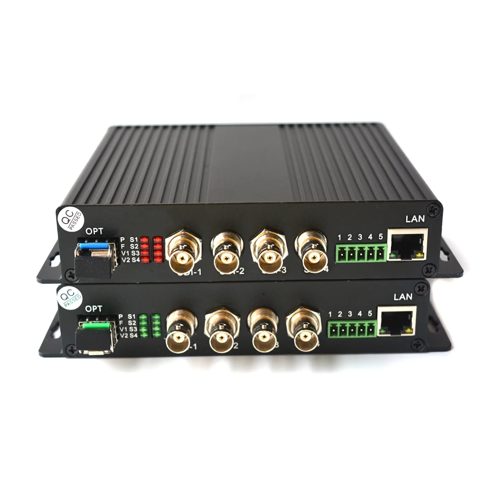 4 Channel HD SDI over Fiber Optic Media Converter,Video Audio Ethernet over fiber, with 2SFP optical module,LC for HD SDI camera