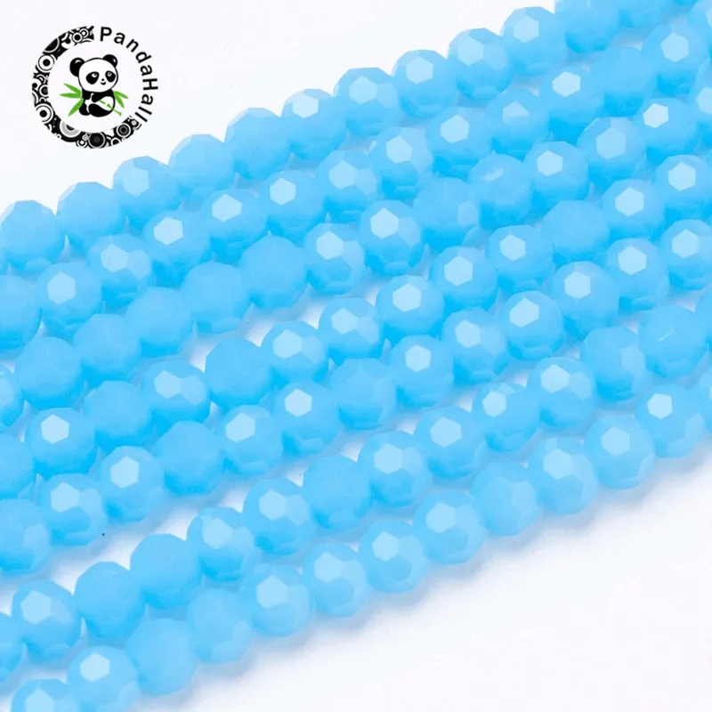 Pandahall 4/6/8mm Faceted Glass Beads Round Loose Spacer Beads for Jewelry Findings DIY Necklace Bracelet Making 10 Strands