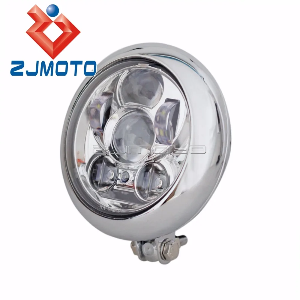 Chrom Universal Motorrad Scheinwerfer Projektor Licht LED Scheinwerfer Für Harley Cafe Racer Chopper Bobber Scheinwerfer