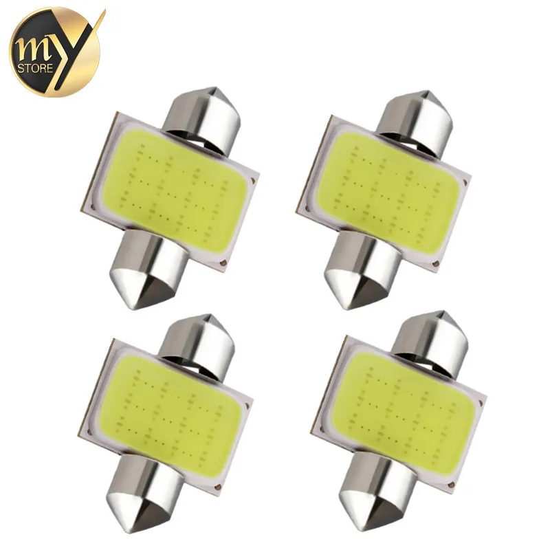 

4pcs c5w 31mm 36mm 39mm 41mm cob 12 chips smd led 12v dome festoon interior Car LED Bulbs Lamp Pure White