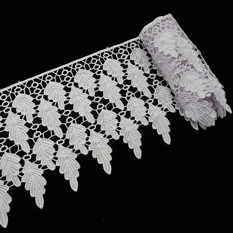 1yard 19cm White LEAF Lace Trims Tape Costume Trimmings Ribbon for Home Textiles Polyester Fabric