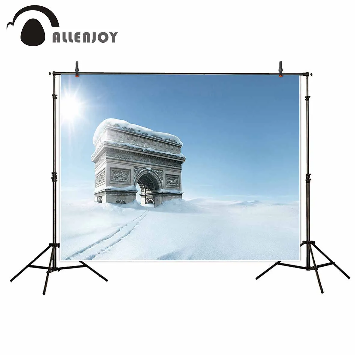 Allenjoy photography background Ice car marks the winter trip to the door of Paris professional festival backdrop photographic