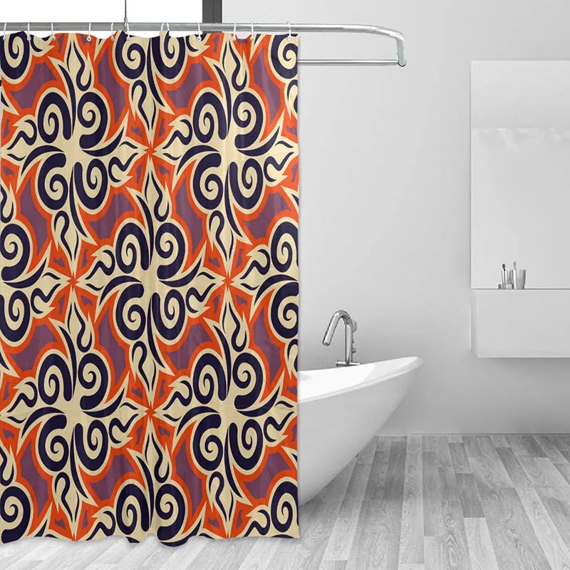 Traditional National Pattern of Uzbekistan Shower Curtain for Bathroom Waterproof Bathtub Curtains Uzbek Polyester Bath Curtain