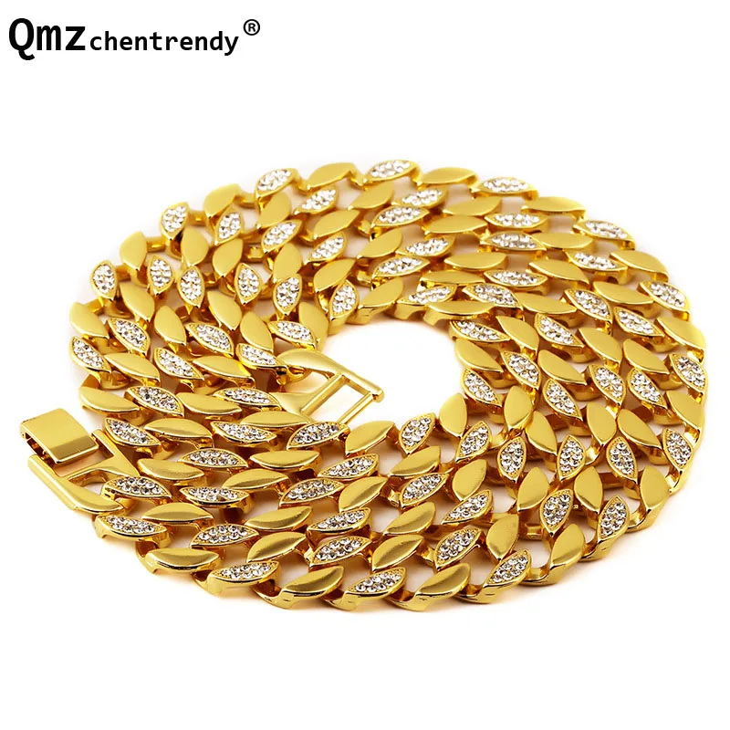 

Высококачественная мужская цепочка в стиле хип-хоп с кубинским плетением, инкрустированная цирконами, с IP-покрытием, украшение в стиле Майами, хипстерская бижутерия