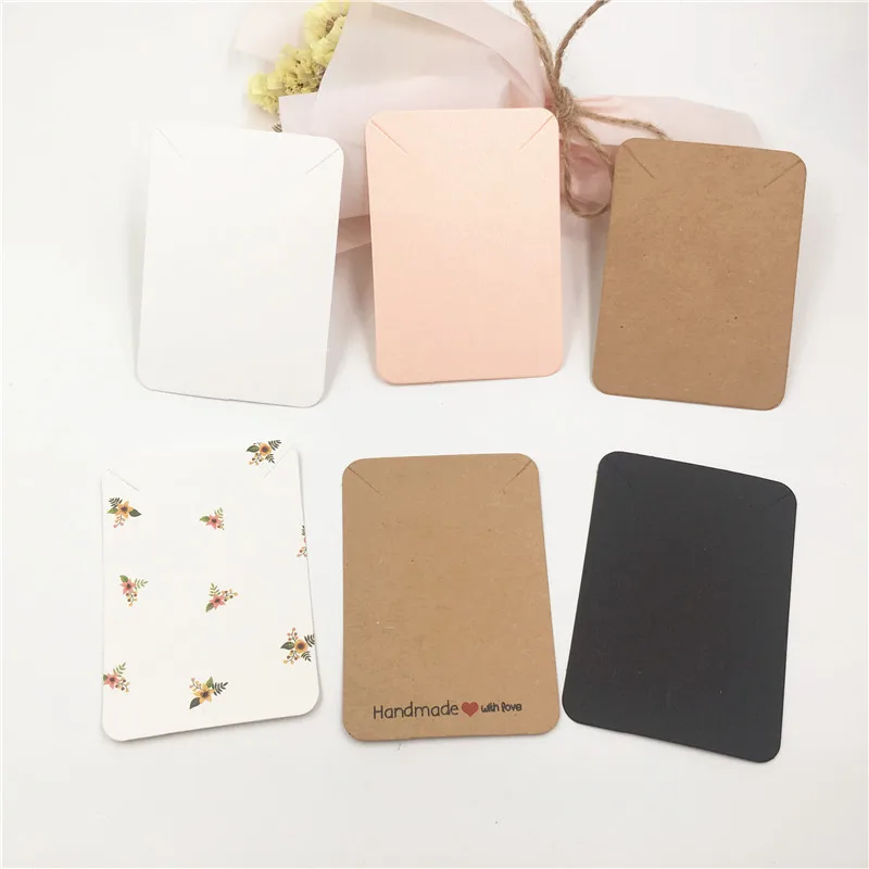 30Pcs/Lot Flowers Printed and Blank Kraft Paper Cardboard Colorful Popular Necklace Jewelry Displays Packaging Cards Customized