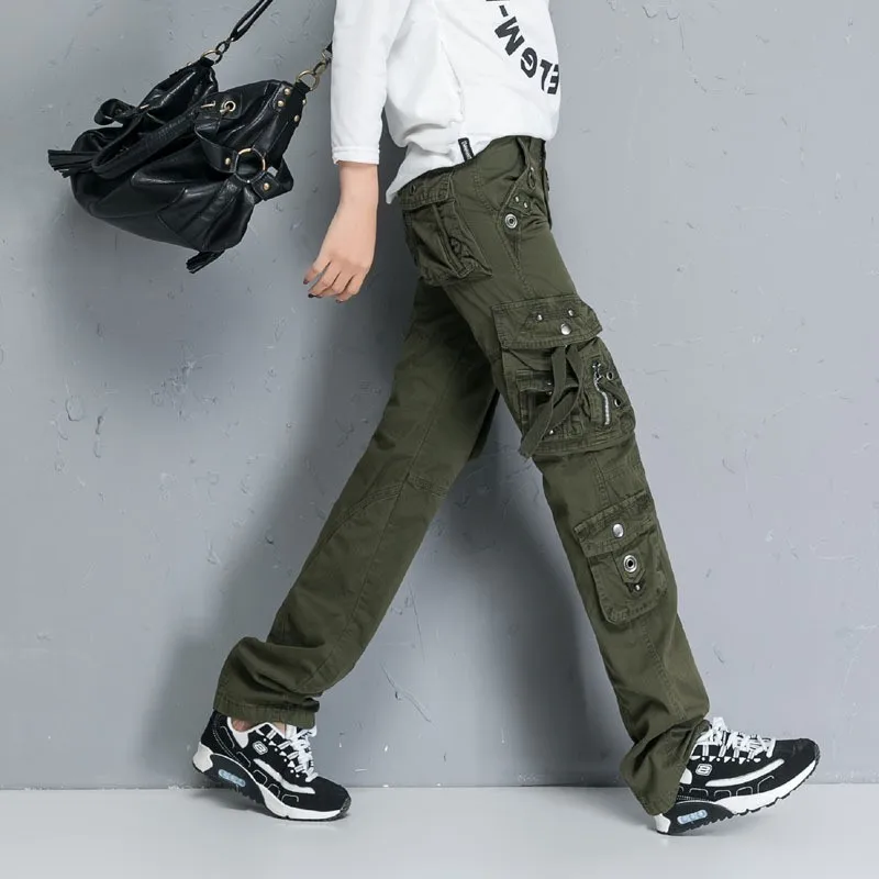 Dames Outdoor Sport Baggy Broek Plus Size Losse Multi Pocket Rechte Camo Cargo Broek Overall Trainingsbroek