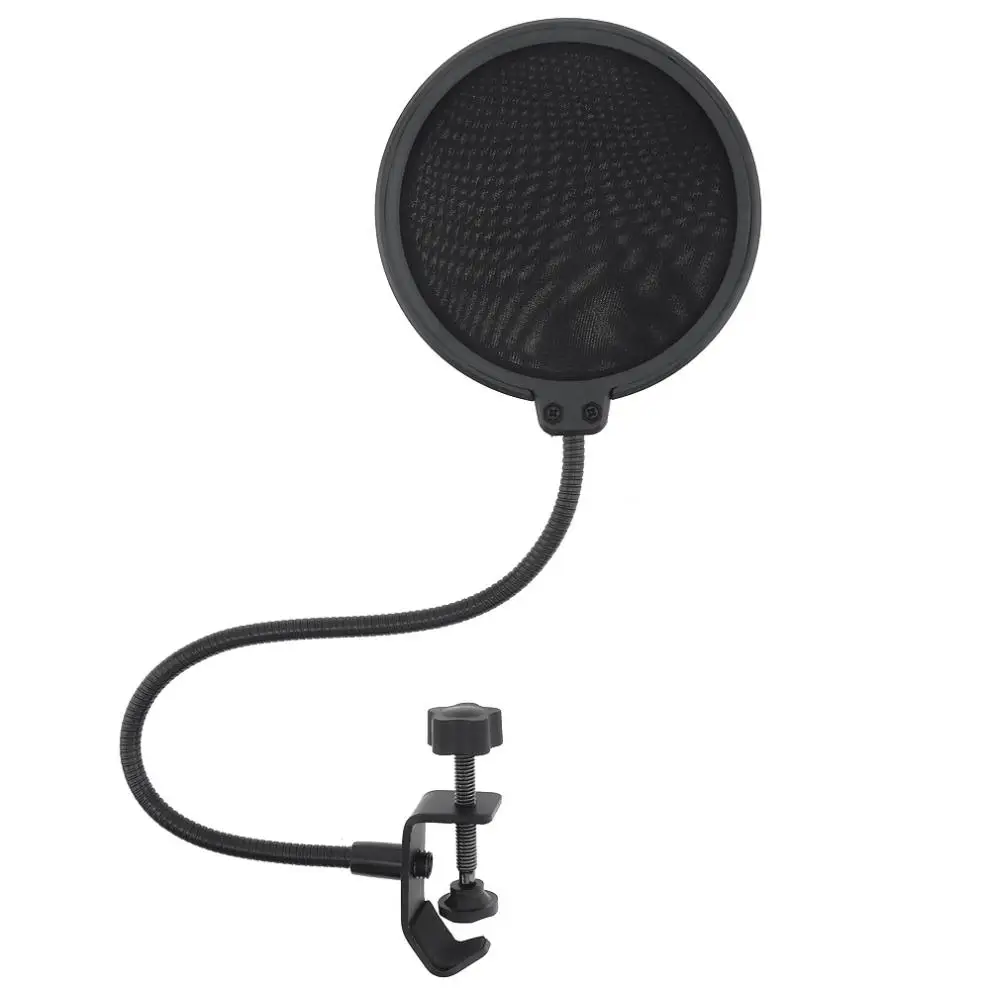 ทนทาน Double Layer กระจกสตูดิโอไมโครโฟนยืดหยุ่นลมหน้ากาก MIC POP FILTER Bilayer SHIELD การบันทึกการพูด