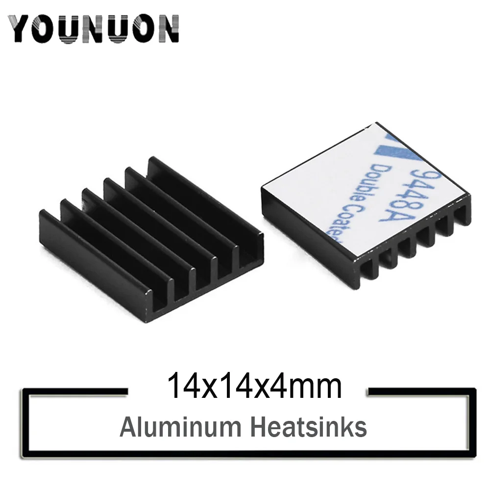 Criança uon radiador de computador, preto, 14*14*6mm, dissipador de calor de alumínio, dissipador de calor para chip eletrônico, almofadas de resfriamento, 2 unidades