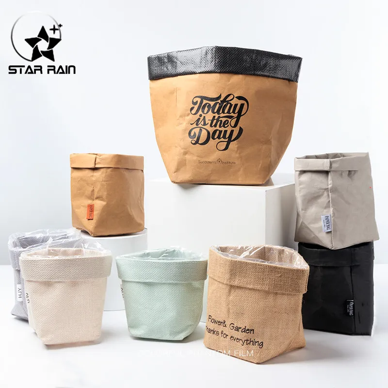 2019 new creative flower packaging bags rural natural jute bag handmade washable box handbag for flower portable gift cases dec