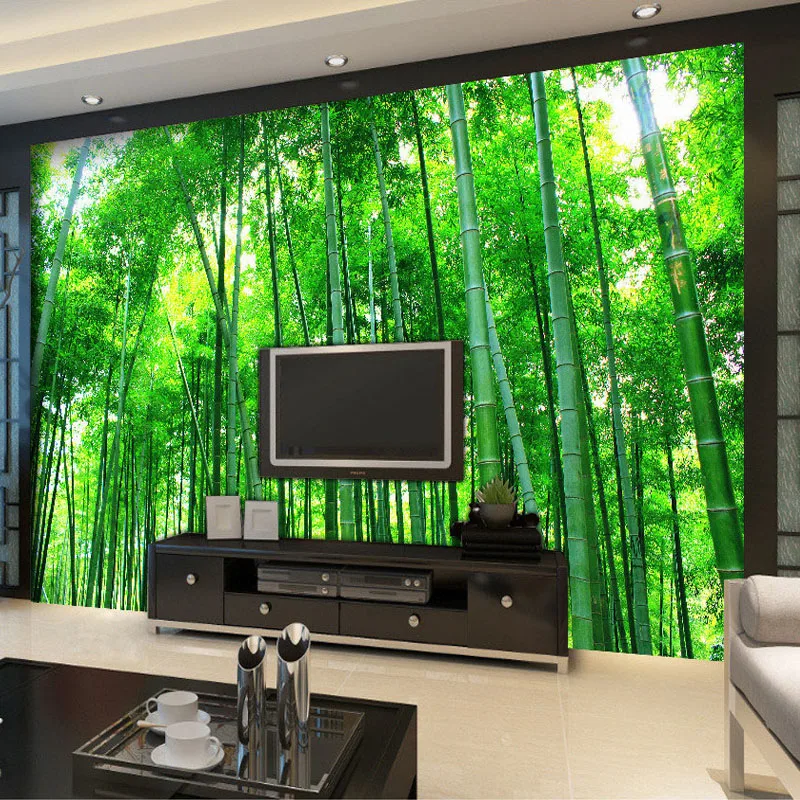 Custom 3D Mural Wallpaper Living Room Bedroom Sofa TV Backdrop Mural Painting Bamboo Forest Landscape Wall Mural Paper Roll