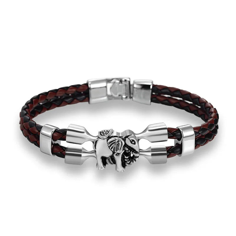 MKENDN 2017 Hot sale high quailty Elephant Bracelet Men Bangle Genuine Leather Hand Chain Buckle friendship male female Bracelet image 2